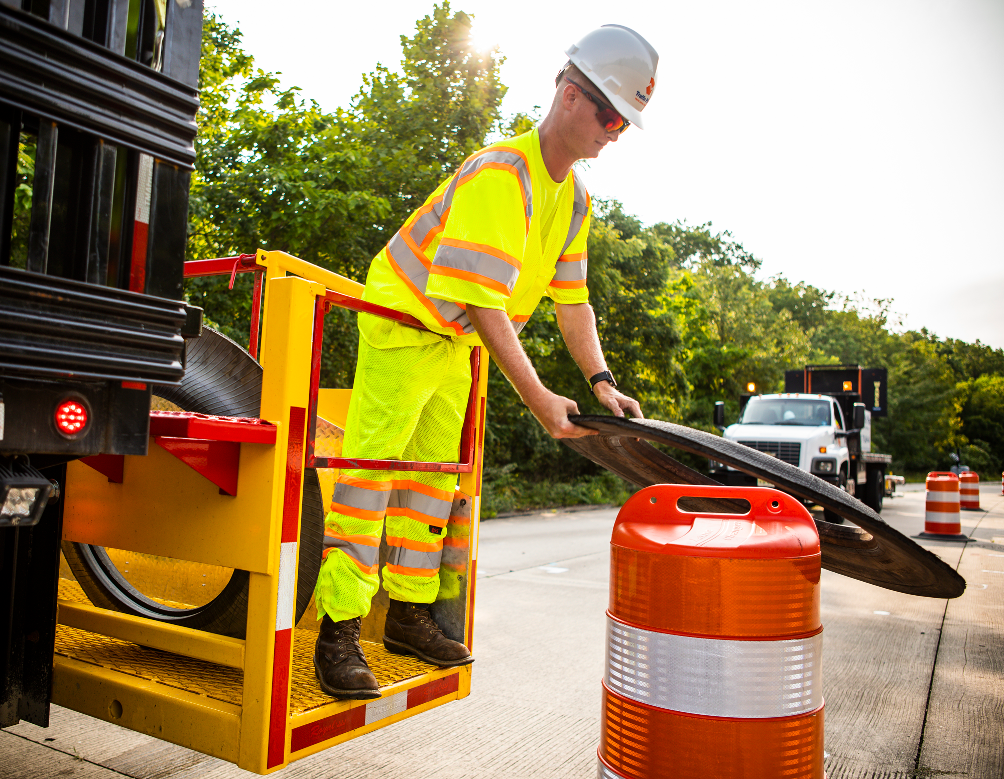 Traffic control flaggers and equipment plans for highways